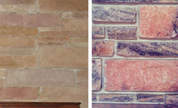 Can you tell which one of these is stone veneer, and which is natural stone? (Left photo via Chris Breeze on Flickr; right photo via Miamism on Flickr. Both used under license.)