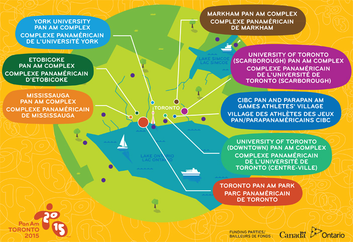 Venue map courtesy of the Ontario Ministry for the Pan Am/Parapan Games 2015.