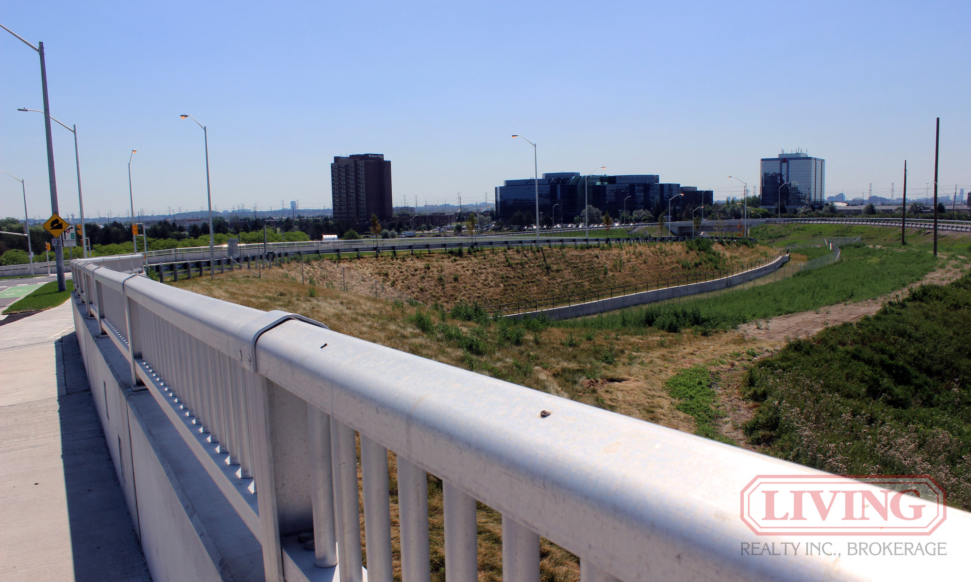 A view from the bridge of Aristotle Avenue passing under the new Highway 404 entrance ramp